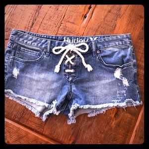 Hurley Denim lace up shorts
